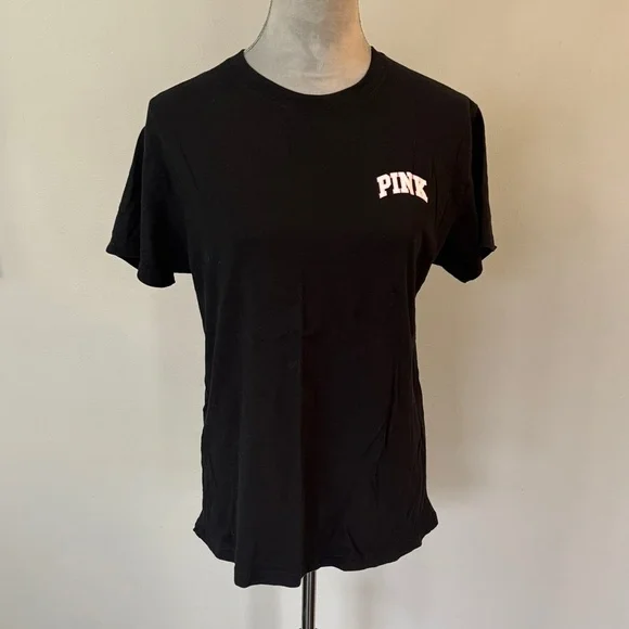 PINK Victoria's Secret Black Tee with Butterfly Graphic EUC XS/S - Picture 4 of 9